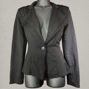 Hybrid & Company 2000s Black Fitted Peplum Blazer – Size Medium